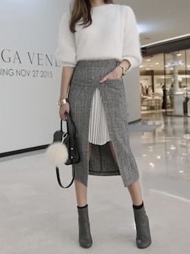 「アンゴラニット」｜11AMさん（レディース・162cm）の秋コーディネート