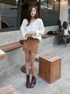 「ラップスカート」｜11AMさん（レディース・164cm）の冬コーディネート