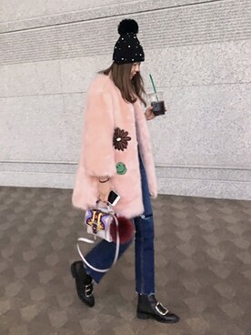 「11am」｜「アイテム（ノーカラージャケット）」を使った、11AMさん（レディース・162cm）の冬コーディネート