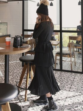 「11am」｜「アイテム（ニットキャップ/ビーニー）」を使った、11AMさん（レディース・162cm）の冬コーディネート
