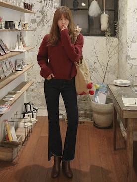 「インディゴデニム」｜11AMさん（レディース・162cm）の冬コーディネート