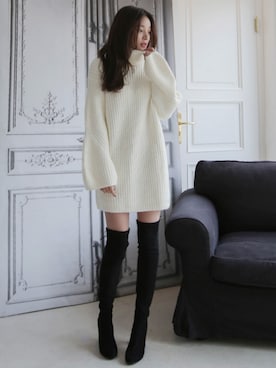「11am」｜「アイテム（ブーツ）」を使った、11AMさん（レディース・165cm）の冬コーディネート