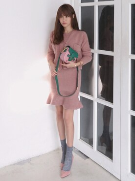 ワンピース ドレス ピンク系 を使った ヒール 靴下 の人気ファッションコーディネート Wear