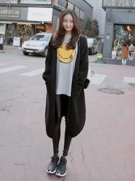 「ロングカーディガン」｜11AMさん（レディース・165cm）の冬コーディネート