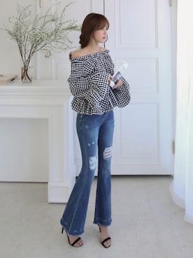 「11AM（-）のアイテム（パンツ）」を使った、11AMさん（レディース・162cm）の春コーディネート