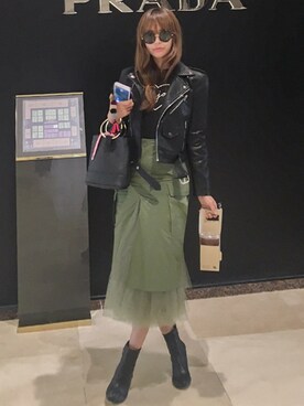 「11AM（-）のアイテム（スカート）」を使った、11AMさん（レディース・162cm）の秋コーディネート