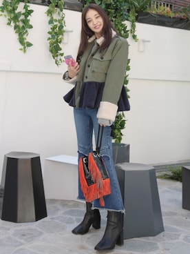 「ぺプラム」｜「アイテム（ミリタリージャケット）」を使った、11AMさん（レディース・164cm）の秋コーディネート