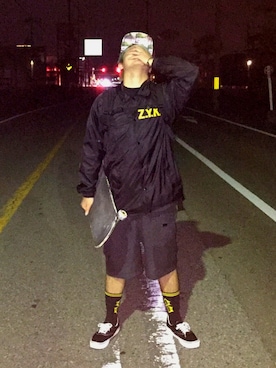 「アイテム（キャップ）」を使った、小松さん（メンズ・166cm・20代）の春コーディネート