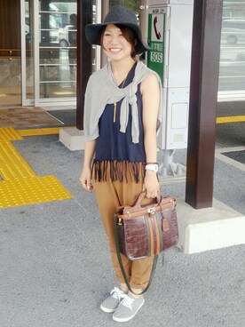 「くるりんぱヘアー」｜「アイテム（シューズ）」を使った、ayakaさん（レディース・155cm）の秋コーディネート