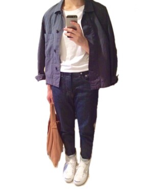 「MHL.（エムエイチエル）のアイテム（その他アウター）」を使った、ゆうべさん（レディース・157cm）の春コーディネート