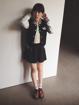 「skirt」｜「アイテム（スタジャン）」を使った、TzuWuさん（レディース・158cm）の秋コーディネート