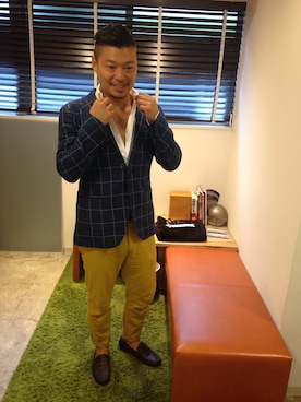 「Simplicite（サンプリシテ）のアイテム（パンツ）」を使った、Kyohei Uozumiさん（メンズ・175cm）の夏コーディネート