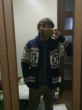 「CHUMS（チャムス）のアイテム（ニット/セーター）」を使った、RYOさん（メンズ・169cm）の冬コーディネート