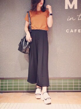 「アイテム（トップス、ブラウン系）」を使った、SAKIさん（レディース・166cm）の夏コーディネート