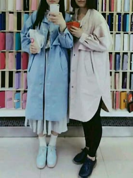 「アイテム（ピーコート、ピンク系）」を使った、ねらう戸さん（レディース・169cm）の春コーディネート