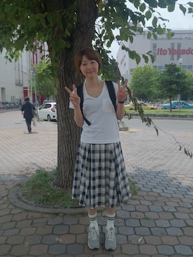 「FIL DE FER（フィルデフェール）のアイテム（スカート）」を使った、晴れのちさん（レディース・163cm）の夏コーディネート