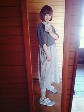 「NEWBALANCE」｜「アイテム（ワンピース/ドレス）」を使った、晴れのちさん（レディース・163cm）の春コーディネート