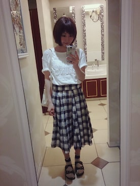 「FIL DE FER（フィルデフェール）のアイテム（スカート）」を使った、晴れのちさん（レディース・163cm）の夏コーディネート