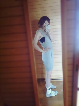 「NEWBALANCE」｜「アイテム（ワンピース/ドレス）」を使った、晴れのちさん（レディース・163cm）の夏コーディネート