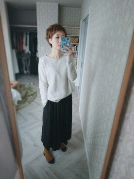「pas de calais（パドカレ）のアイテム（スウェット）」を使った、晴れのちさん（レディース・163cm）の冬コーディネート