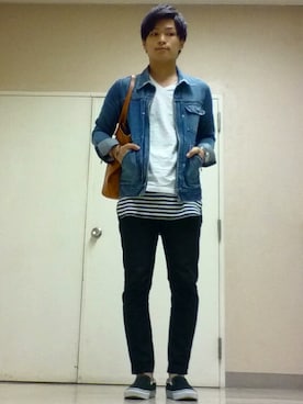 「ルード」｜「アイテム（デニムジャケット）」を使った、naoさん（メンズ・166cm）の春コーディネート