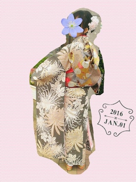 「正月」｜「アイテム（浴衣）」を使った、がちゃめろっくさん（レディース・154cm）の冬コーディネート