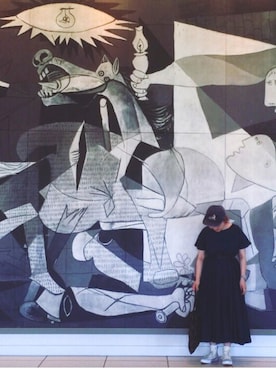 「SMELLY（スメリー）のアイテム（トートバッグ、ブラウン系）」を使った、ムカイハルカさん（レディース・156cm）の夏コーディネート