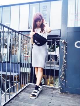 「アイテム（ボディバッグ/ウエストポーチ）」を使った、MILKFED.STAFFさん（レディース・154cm）の夏コーディネート