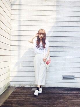 「MILKFED.（ミルクフェド）のアイテム（ショルダーバッグ）」を使った、MILKFED.STAFFさん（レディース・154cm）の夏コーディネート