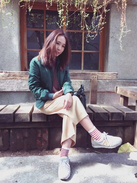 「gray」｜「アイテム（ナイロンジャケット）」を使った、Elaineさん（レディース・160cm）の春コーディネート
