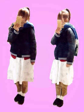 「PAR ICI」｜「アイテム（スタジャン）」を使った、コダさん（レディース・154cm）の冬コーディネート