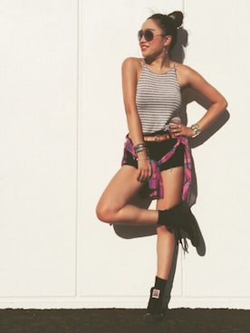 「アイテム（ファッション雑貨）」を使った、rei kashiwabaraさん（レディース・162cm）の夏コーディネート