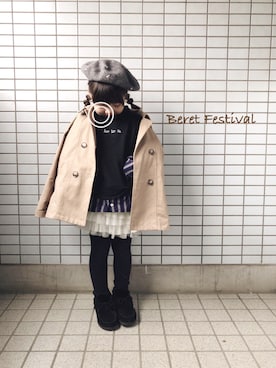 「ベレー帽推奨委員会」｜「アイテム（トレンチコート）」を使った、chelsea♡さん（キッズ・100cm）の秋コーディネート