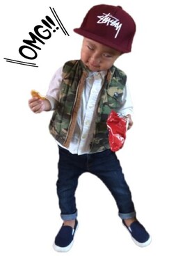 「OSHKOSH（オシュコシュ）のアイテム（ベスト）」を使った、marimoccorinさん（キッズ・80cm）の秋コーディネート