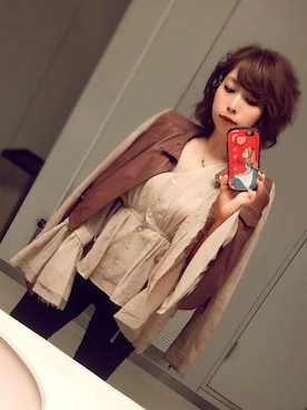 「LILY BROWN（リリーブラウン）のアイテム（ライダースジャケット）」を使った、あいさん（レディース・153cm）の秋コーディネート