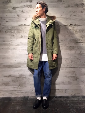 「HARE（ハレ）のアイテム（モッズコート）」を使った、大出 貴文 HAREさん（メンズ・175cm）の秋コーディネート
