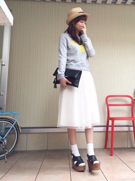 Tu--chanさんの「Ray BEAMS / チュール ギャザースカート」を使ったコーディネート