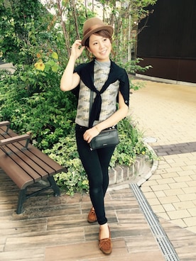 「SMELLY（スメリー）のアイテム（ピアス（両耳用））」を使った、Ma-miさん（レディース・159cm）の秋コーディネート