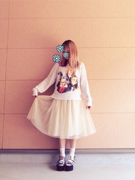 「MONKI（モンキ）のアイテム（サンダル）」を使った、えりなさん（レディース・155cm）の春コーディネート