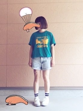 「白いスニーカー」｜「アイテム（その他）」を使った、えりなさん（レディース・155cm）の夏コーディネート