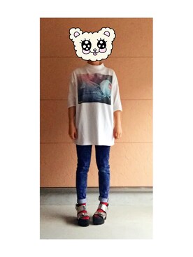 「MONKI（モンキ）のアイテム（サンダル）」を使った、えりなさん（レディース・155cm）の秋コーディネート