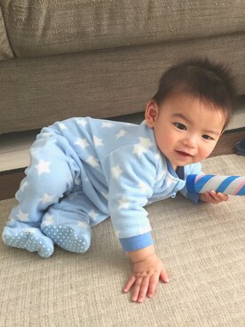 「足つきロンパース」｜いくピヨさん（キッズ・70cm）の秋コーディネート