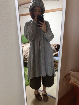 「アイテム（シャツワンピース、シルバー系）」を使った、agnesさん（レディース・166cm）の秋コーディネート
