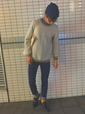 「TOPMAN（トップマン）のアイテム（ニット/セーター）」を使った、しょーうまさん（メンズ・178cm）の秋コーディネート