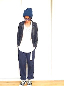 「studio CLIP（スタディオクリップ）のアイテム（帽子）」を使った、TAKAさん（メンズ・175cm）の秋コーディネート