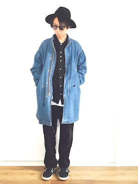 「UNUSED（アンユーズド）のアイテム（モッズコート）」を使った、TAKAさん（メンズ・175cm）の秋コーディネート
