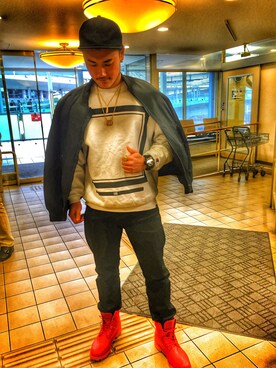 「STUSSY（ステューシー）のアイテム（アクセサリー）」を使った、Yu Yamaguchiさん（メンズ・175cm）の冬コーディネート