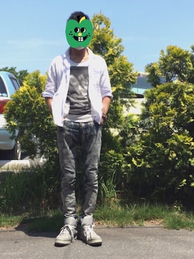 「GLOBAL WORK（グローバルワーク）のアイテム（シャツ/ブラウス、ホワイト系）」を使った、kenkenさん（メンズ・175cm）の春コーディネート