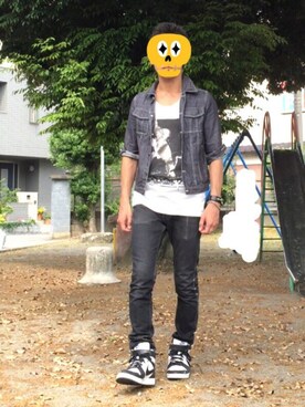 「古着のアイテム（デニムジャケット、ブルー系）」を使った、kenkenさん（メンズ・175cm）の春コーディネート