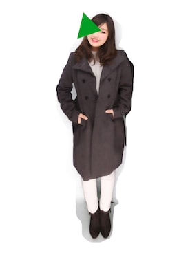 「トレーナー」｜「アイテム（ピーコート）」を使った、hasumarin☺︎さん（レディース・152cm）の冬コーディネート